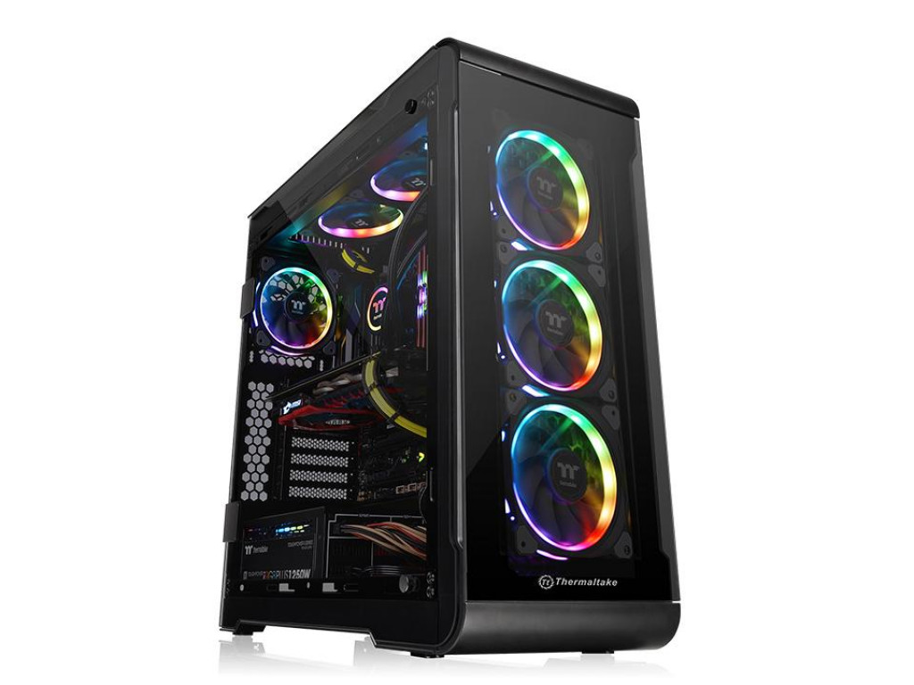 купить Компьютерный корпус, Thermaltake, View 32 TG RGB, CA-1J2-00M1WN-00, ATX/Micro ATX, USB2*3.0, HD-Audio Mic, Контроллер , Кулер 12см, Кулер 12см LED, Без Б/П, Чёрный в Алматы