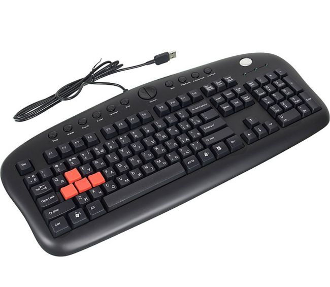 купить Клавиатура игровая A4tech KB-28G USB, Black, сменные красные клавиши A,S,W,D в Алматы