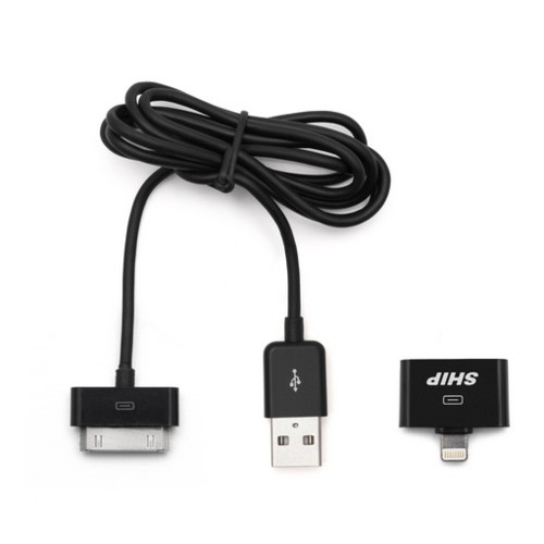 купить Интерфейсный кабель, SHIP, API3008PBB, Apple 30pin Apple 8pin, Lightning переходник, IOS 7, Чёрный, Блистер, 1 м. в Алматы