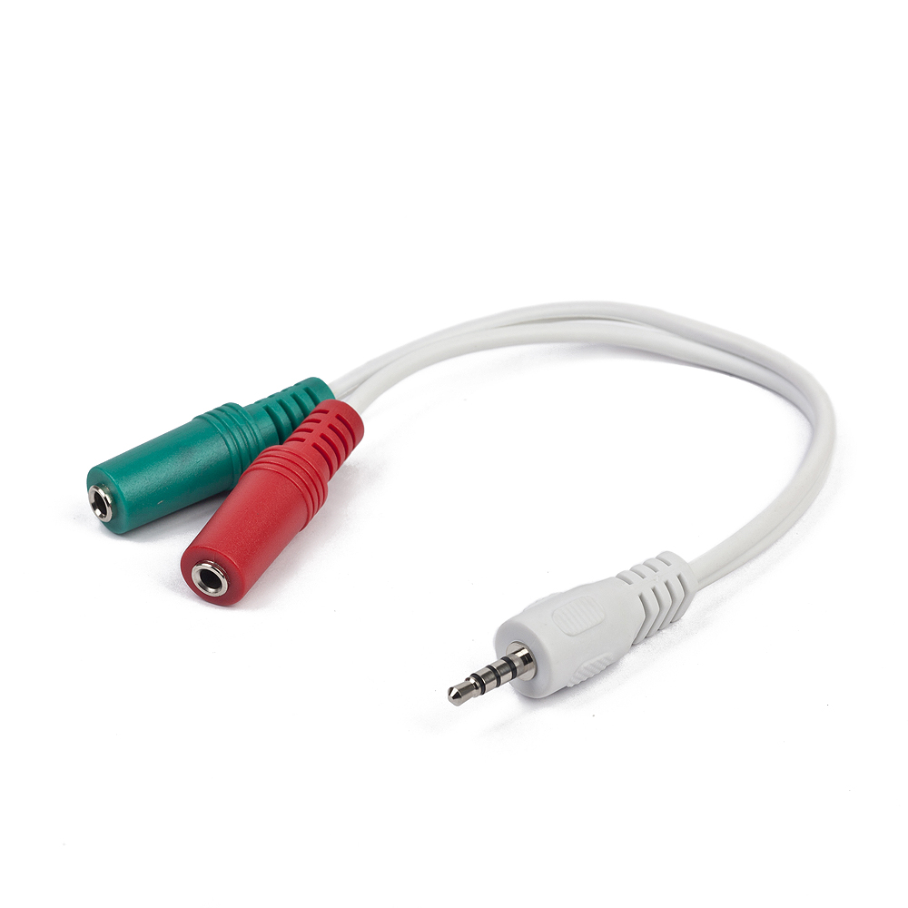 купить Кабель аудио сигнала Cablexpert CCA-417W, джек3.5 4pin (M)->джек3.5 (F) нау + 3.5 (F) мик, длина 20с в Алматы
