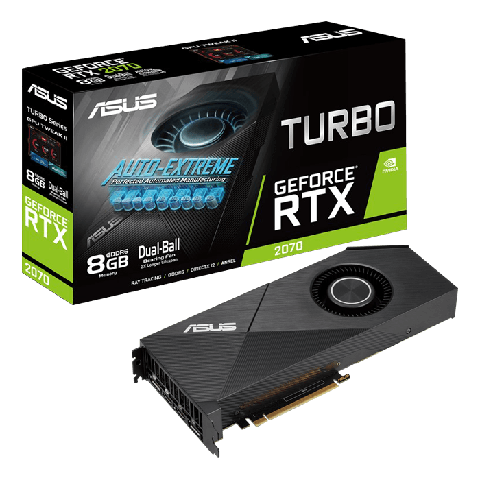 купить Видеокарта ASUS TURBO RTX 2070S, TURBO-RTX2070S-8G-EVO, Turbine, 8Gb/256bit GDDR6, 2xHDMI, 2xDP, BOX в Алматы