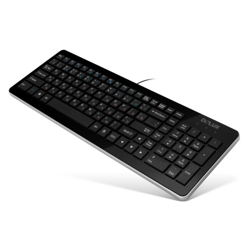 купить Клавиатура, Delux, DLK-1500UB, Ультратонкая, USB, Кол-во стандартных клавиш 104, 12 мультимедиа-клавиш, Размер: 405*143*20,2 мм., Длина кабеля 1,4 метра Чёрный, Дизайн под Apple в Алматы