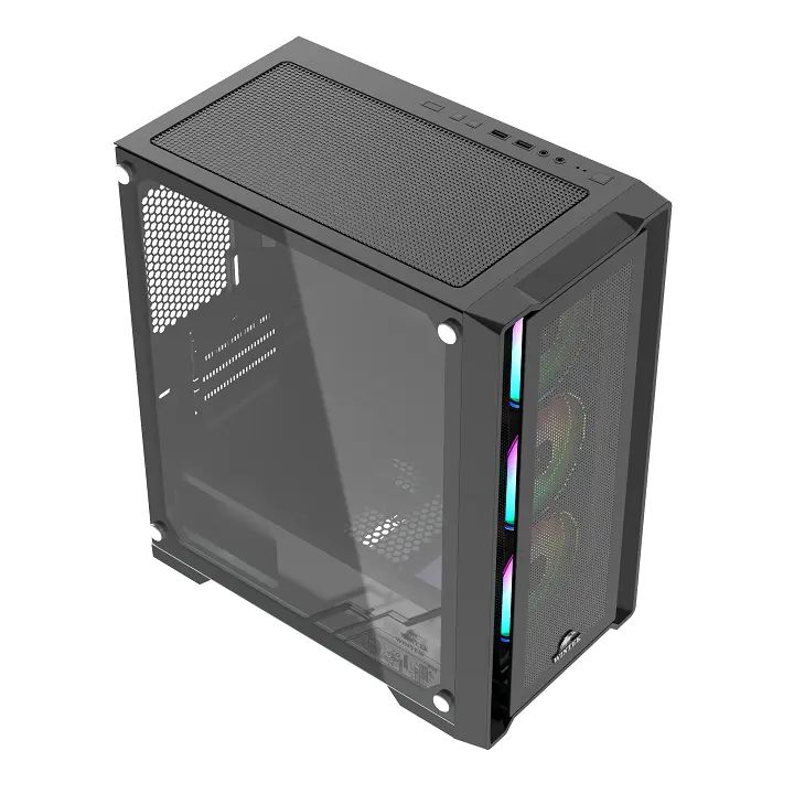 купить Корпус Wintek Andromeda D531-B TG 2xUSB3.0,1xUSB 2.0,2*3,5 1*2,5 4слотов VGA330мм CPU160мм Сталь 0,50мм, 3Fan RGB microATX Черный (Wintek Andromeda D531-B TG) в Алматы