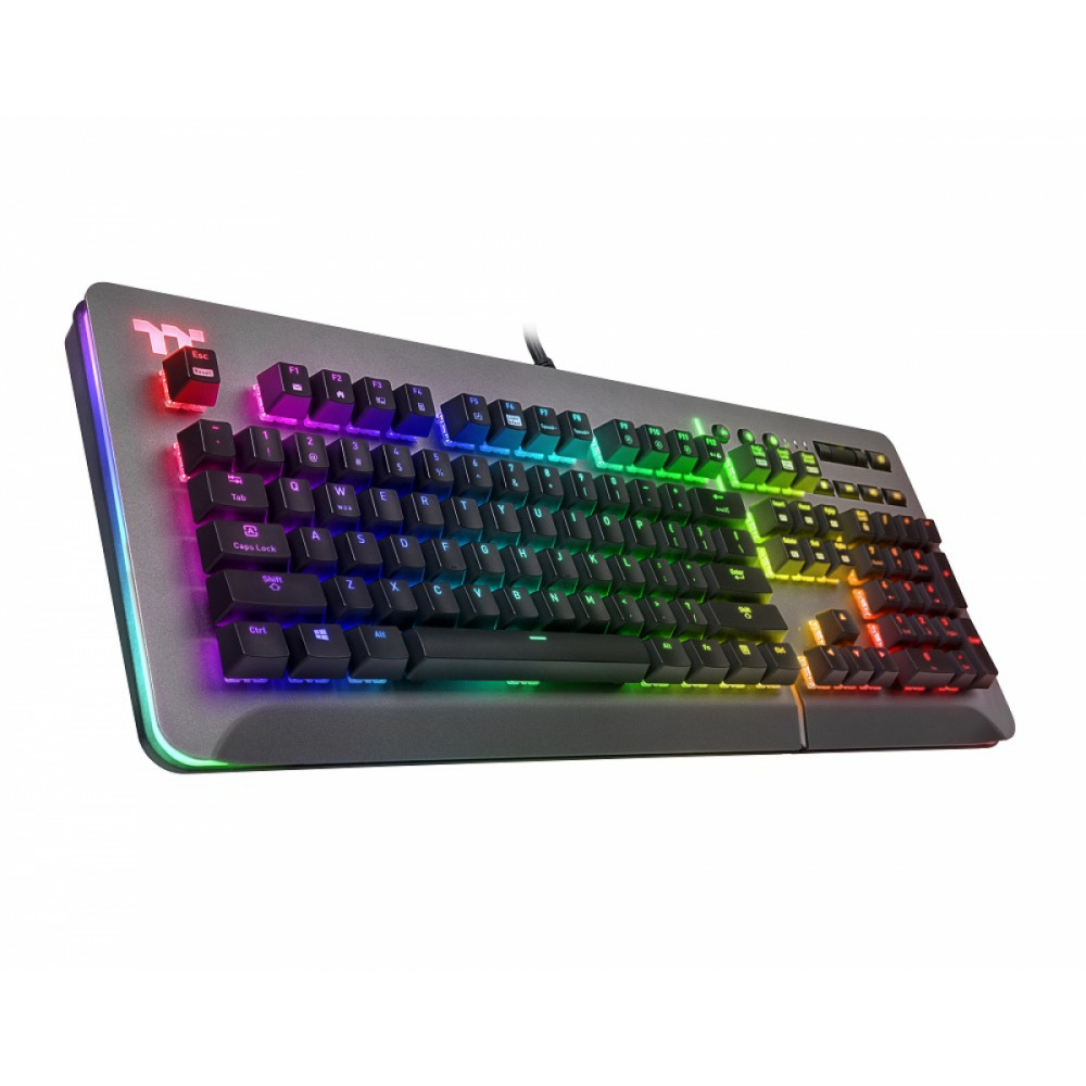 купить Клавиатура, Thermaltake, Level 20 Space Gray (Silver Switch), KB-LVT-SSSRRU-01, Игровая, Механические клавиши, Подсветка RGB, USB, Размер: 185,96*482*43,93 мм., Анг/Рус, Серый в Алматы
