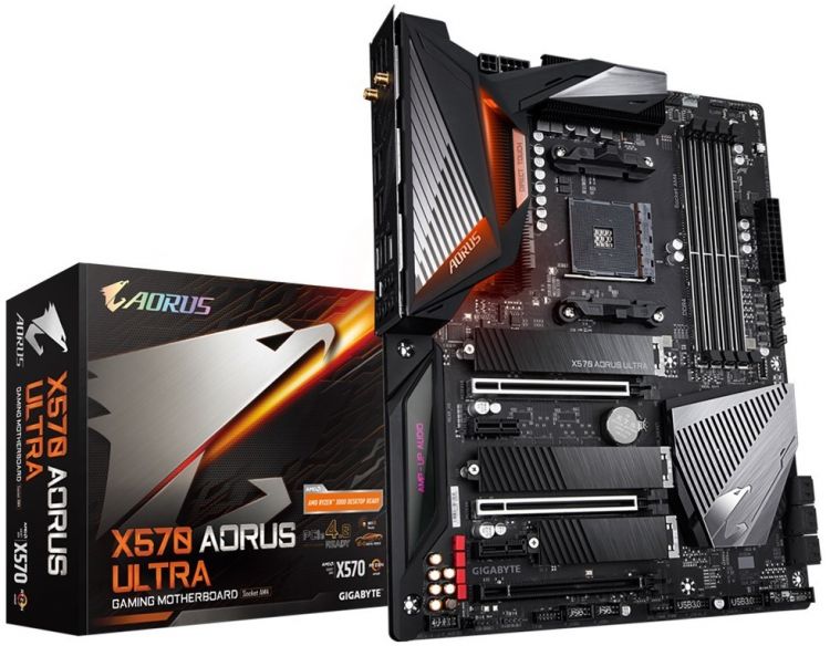 купить Gigabyte, X570 AORUS ULTRA, AM4, X570, 4xDDR4 2933, 6xSATA3, 1xM2.0, Raid, 1xHDMI, 1xPCI-Ex16, 2xPCI-Ex1, ATX в Алматы