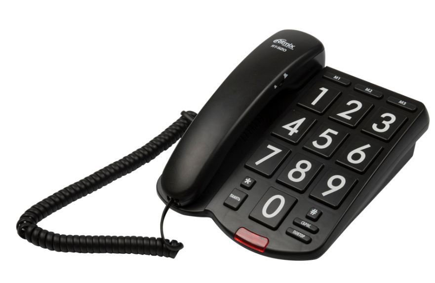 купить Телефон проводной Ritmix RT-520 черный в Алматы