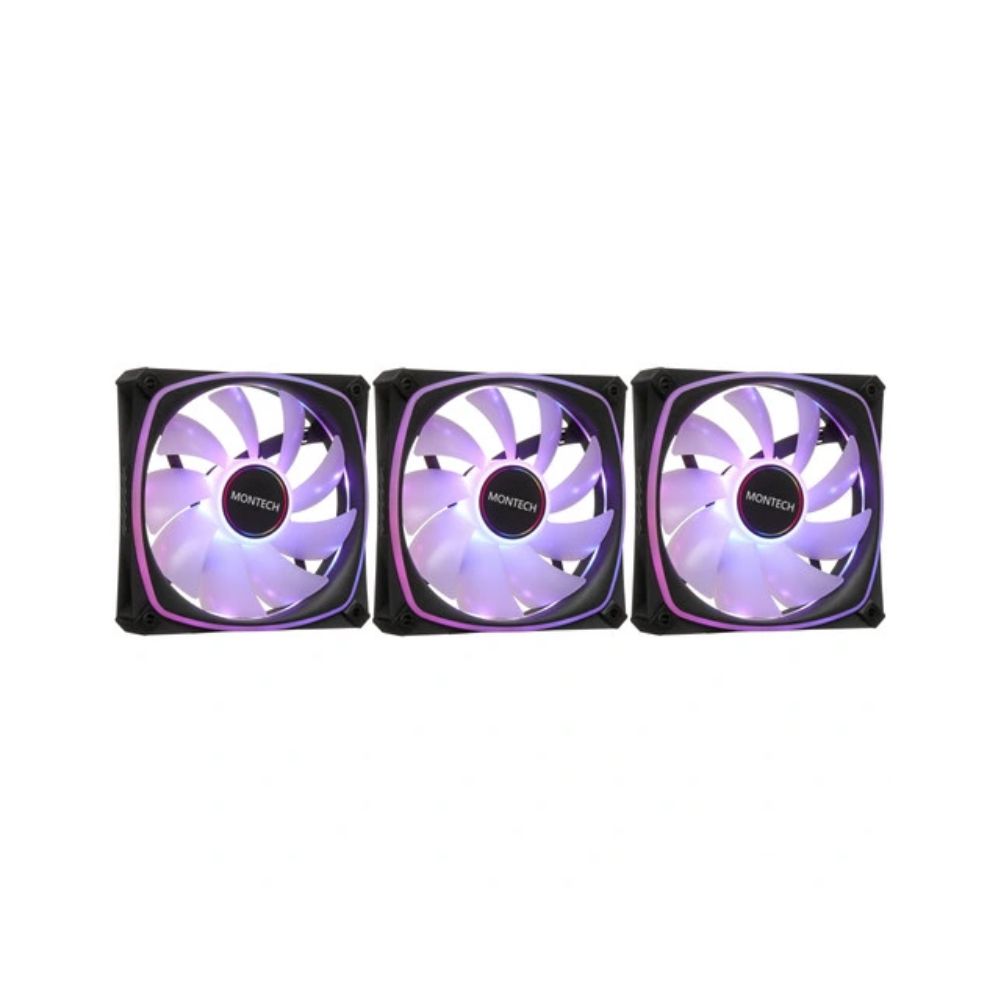 Купить Вентилятор для корпуса Montech AX120 3 in 1 Pack (B) 3x(120x120x25mm)/800-1600RPM/59CFM/27db Черный в Алматы