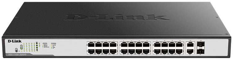 купить D-Link DGS-1100-26MPP EasySmart комм-ор 24 порта 10/100/1000 c PoE  + 2 комбо-порта /  в Алматы
