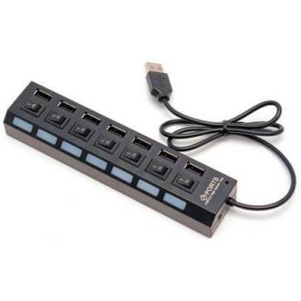 купить Расширитель USB, Deluxe, DUH7003BK, 7 Портов, USB 2.0 Hi-Speed, С кнопкой и индикатором вкл./выкл. для каждого порта, Блок питания на 220В, Чёрный в Алматы