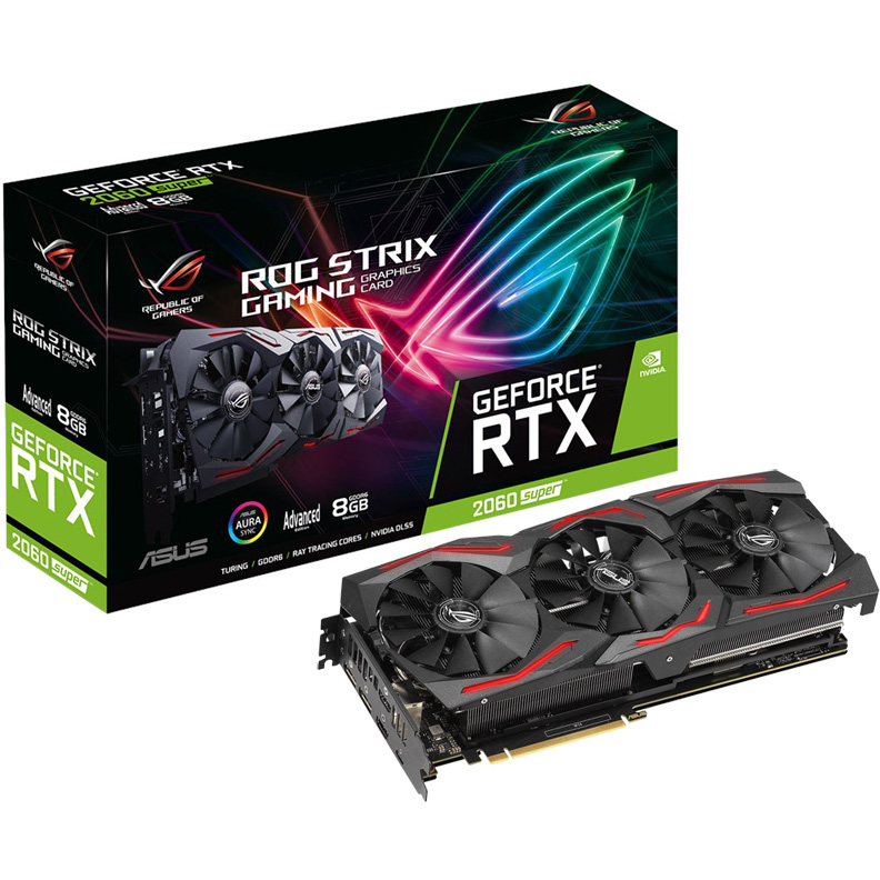 купить Видеокарта Asus ROG-STRIX-RTX2060S-8G-GAMING, GDDR6 8GB,256-bit, HDMI2,Display2 в Алматы
