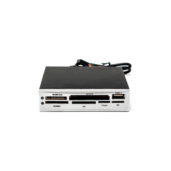 купить Картридер встраиваемый, Deluxe, DCi01SL, Формат карт: MS/MS Duo/ СF/СFII/USB 2.0/SD/MMC/XD/T-Flash/M2, Встраиваемый в 3,5* Floppy, Пластиковый корпус, Серебристый в Алматы