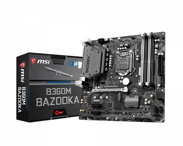 купить Материнская плата MSI B360M BAZOOKA LGA1151 iB360 4xDDR4 6xSATA3 1xM.2 DVI HDMI mATX в Алматы