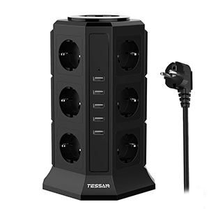купить Сетевой фильтр Tessan TP-VA5U12E черный в Алматы