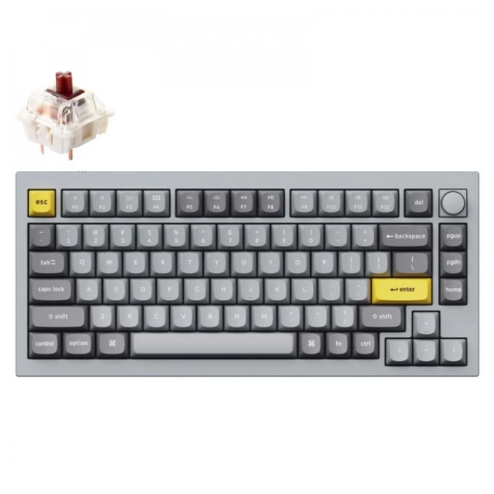 купить Клавиатура Keychron Q1-N3 Grey Knob Brown Switch RGB Hot-Swap Gateron G pro Mechanical в Алматы