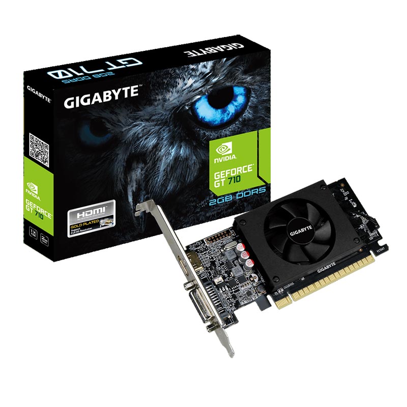 купить Видеокарта Gigabyte GeForce GT710 Low Profile 2GB DDR5 64bit DVI HDMI GV-N710D5-2GL в Алматы