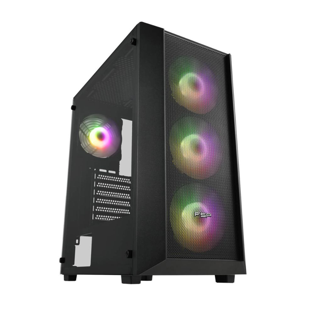 купить Компьютерный корпус FSP CMT218 (ARGB,Black), Без БП, 1xUSB3.0, 4xFAN ARGB, Tempered Glass, ATX в Алматы