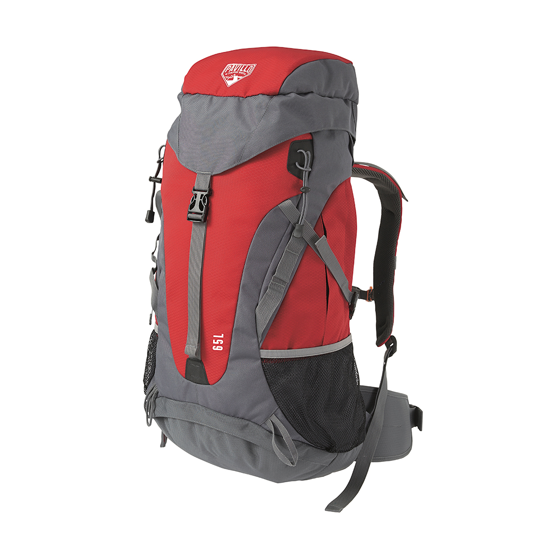 купить Туристический рюкзак Pavillo Dura-Trek 65л., BESTWAY, 68030, Винил 600D, Вес 1.72кг., Нагрудный и поясный ремень, Карман для спального мешка, Свисток, Красный, Пакет в Алматы