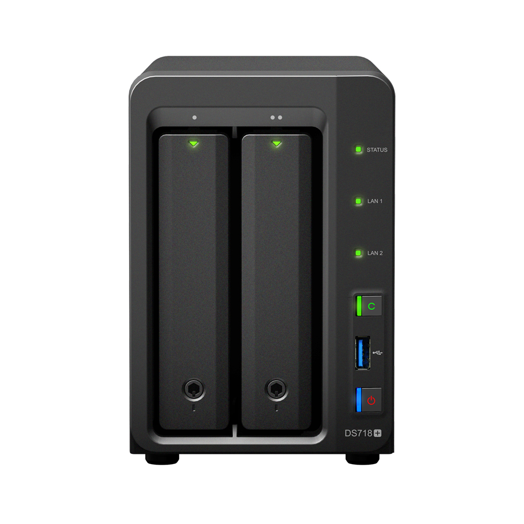 Сетевой NAS-сервер Synology DS718+, 2 отсека для HDD купить в Алматы