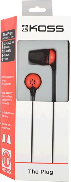 купить Наушники-вкладыши проводные Koss The Plug красный в Алматы