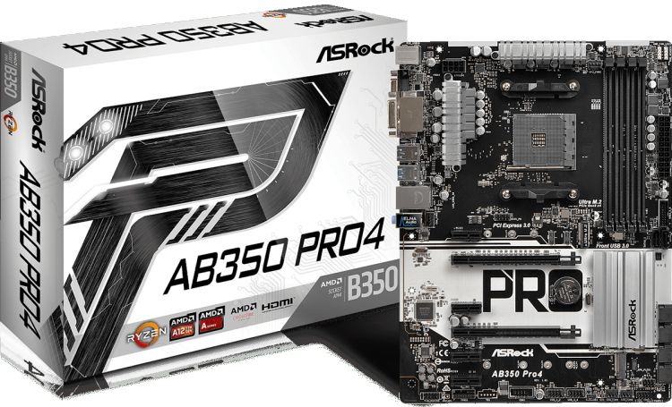 купить Материнская плата ASRock AB350 PRO4 Socket AM4, B350, 4xDDR4 (3200+)  4xSATA3 RAID 2xSATA3 support NCQ, AHCI and Hot Plug, 2xUltraM.2, 6xPCI-E3.0x16, 4xPCI-E2.0x1 Supports AMD Quad CrossFireX&trade; and CrossFireX&trade;, 1xD-Sub, 1xDVI-D, 1xHDMI, 2xUSB2.0, 1xUS в Алматы
