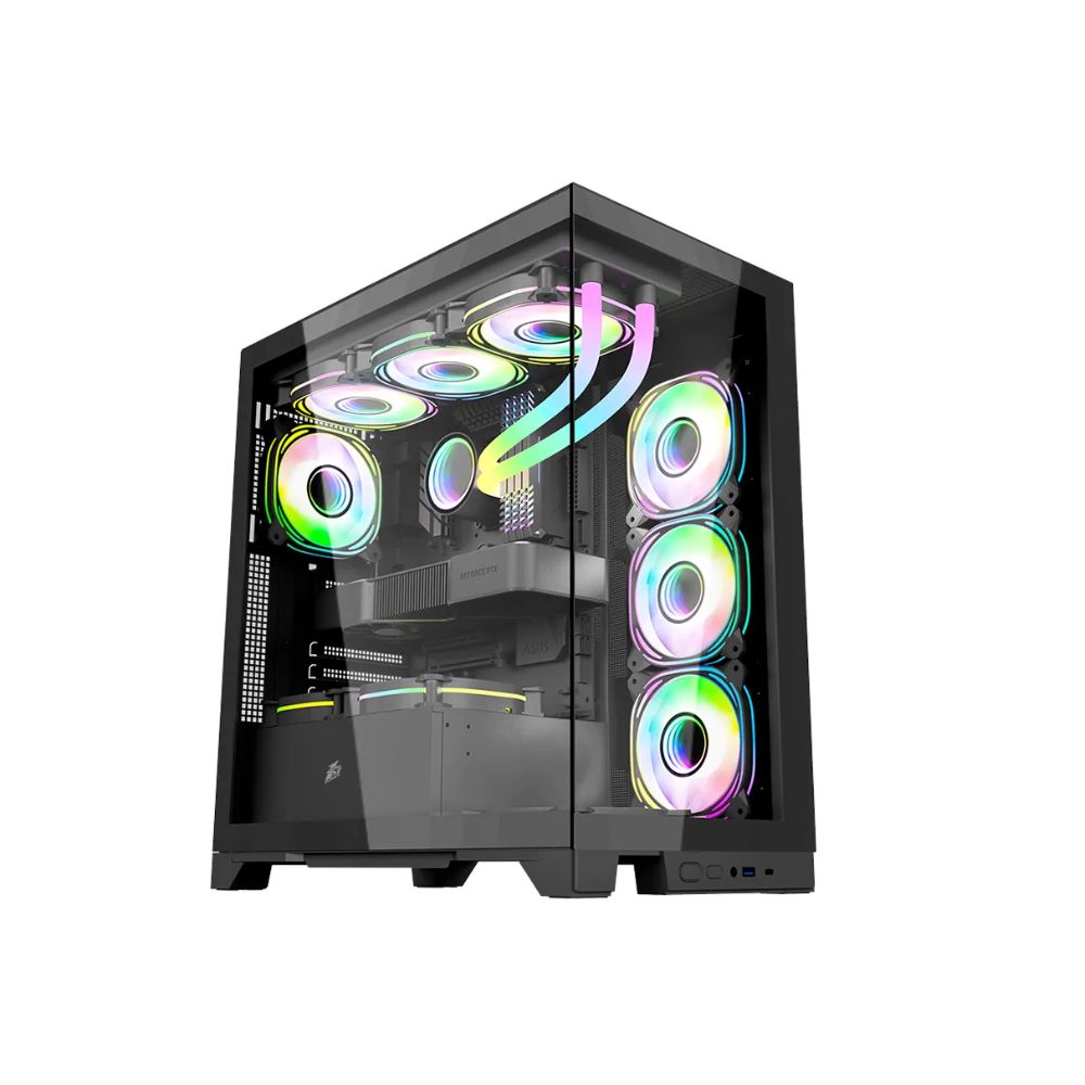 Купить Корпус 1Stplayer MIKU Mi8-BK-3FBR1FBC1, Midi Tower, m-ATX, Black, 3x3.5*/3x2.5*, USB, USB-C в Алматы