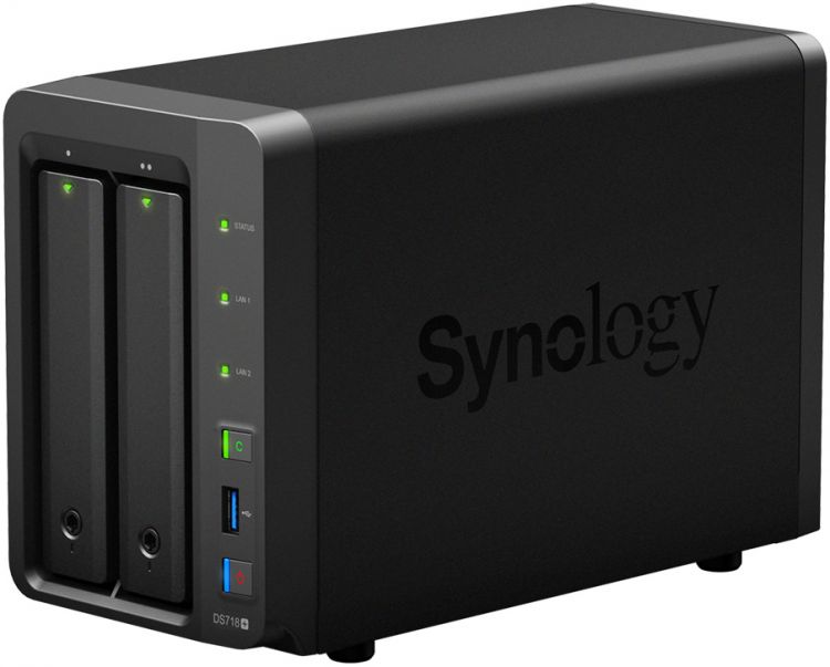 Сетевой NAS-сервер Synology DS718+, 2 отсека для HDD купить в Алматы