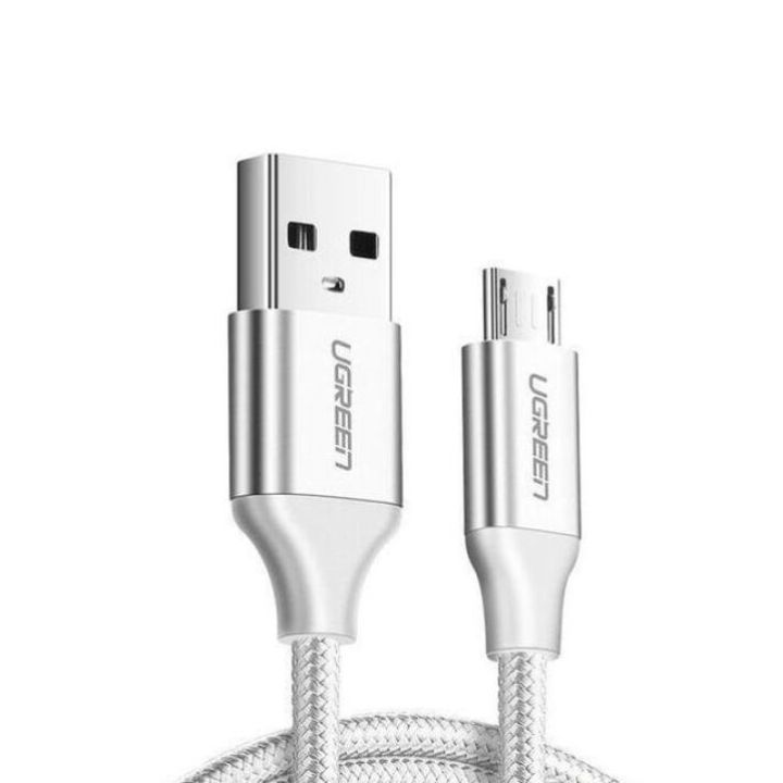 купить Кабель UGREEN US290 USB 2.0 A to Micro USB Cable Nickel Plating Aluminum Braid 1.5m (White), 60152 в Алматы