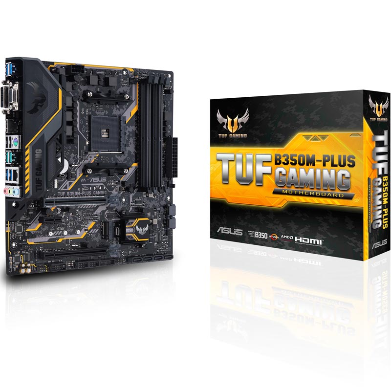 купить Материнская плата ASUS TUF B350M-PLUS GAMING AMD B350 AM4 4xDDR4 (3200MHz), 6xSATA 6Gb/s, 2xM.2 Socket 3, 2xPCI-E16x, 1xPCI-Ex1, 1xD-Sub, 1xDVI-D 1xHDMI 1xLAN (RJ45) port(s) 4xUSB3.1 2xUSB2.0  mATX в Алматы