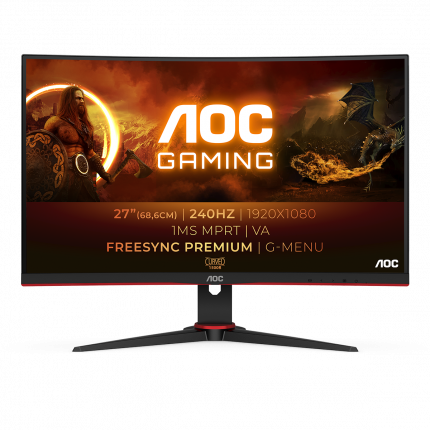 купить Монитор AOC C27G2ZE VA,27",1500R,16:9 FHD(1920x1080x240 Hz),300cd/m2,3000:1,80M:1,178/178,1ms,DP,2xHDMI,Black в Алматы