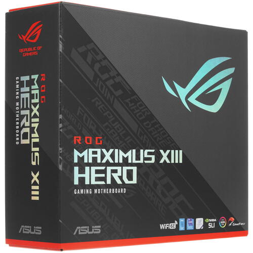 купить Сист. плата ASUS ROG MAXIMUS XIII HERO, Z590, 1200, 4xDIMM DDR4,3xPCI-E x16, PCI-Ex1, 4xM.2,6xSATA,2x2.5Gb Ethernet,BOX в Алматы
