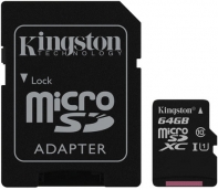 купить Карта памяти MicroSD 64GB Class 10 U1 Kingston SDCS/64GB в Алматы фото 1