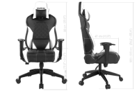 купить Игровое кресло GAMDIAS ACHILLES E1 L BW <WHITE, спинка:86см, наклон: 150, нагрузка: до 200кг> в Алматы фото 2