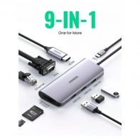купить Конвертер Ugreen CM179 USB-C To 3*USB 3.0 A+HDMI+VGA+RJ45 Gigabit+SD/TF+PD Converter, 40873 в Алматы фото 2