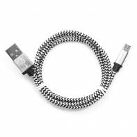 Купить Кабель USB 2.0 Cablexpert CC-mUSB2sr1m, USB-MicroUSB, 1м, нейлоновая оплетка, алюм разъемы, серебри Алматы