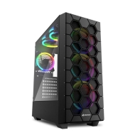 купить Корпус ПК без БП Sharkoon RGB HEX Bk <ATX, 2x3.5, 6x2.5,2xUSB 3.0, 1xTypeC, Audio, 430*206*481mm> в Алматы фото 1