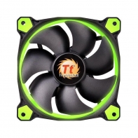 купить Кулер для кейса,Thermaltake, Riing 12 LED Green (CL-F038-PL12GR-A), 120мм, 1000-1500 об.мин, 3pin LNCable, Подсветка LED зелёная, Габариты 120х120х25мм, Чёрный в Алматы фото 1