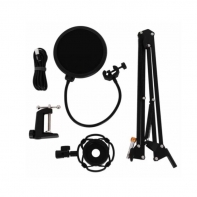 купить LORGAR Gaming Microphones, Black, USB condenser microphone with boom arm stand, pop filter, tripod stand. including 1* microphone, 1*Boom Arm Stand with C-clamp, 1*shock mount, 1*pop filter, 1*windscreen cap, 1*2.5m type-C USB cable, 1* Extra tripod в Алматы фото 3