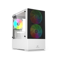 Купить Корпус Wintek Shadow 701-W TG, Micro ATX, USB 1*3.0/1*2.0, HD-Audio Mic, 2*14cm 1*12cm ARGB fan (без контроллера), белый Алматы