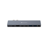 купить CANYON DS-8 Multiport Docking Station with 8 port, 1*Type C PD100W+2*Type C data+2*HDMI+2*USB3.0+1*Audio. Input 100-240V, Output USB-C PD100W&USB-A 5V/1A, Aluminium alloy, Space gray, 135*48*10mm, 0.056kg в Алматы фото 3