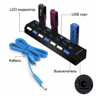 купить USB  3.0 7P HUB ViTi 7PU3A в Алматы фото 2