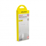 купить Интерфейсный кабель Awei 3 in 1 cable CL-120 2A 1.2m Белый в Алматы фото 3