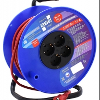 купить Силовой удлинитель на катушке Power Cube PC-BG4-K-40, 16 А/3,5 кВт,40 м, 4 розетки с/з, красно-синий в Алматы фото 1