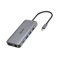 Купить Док-станция Acer 12in1 Type C dongle: 2 x USB3.2, 2 x USB2.0, 1x SD/TF, 2 x HDMI, 1 x PD, 1 x DP, 1 x RJ45, 1 x 3.5 Audio, silver  Алматы