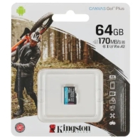 купить Карта памяти MicroSD, Kingston Canvas Go! Plus, 64GB, SDCG3/64GBSP, Class 10, UHS-I, R170/W70 в Алматы фото 1