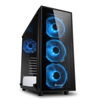 купить Корпус ПК без БП Sharkoon TG4 Blue <ATX, 2x3.5, 4x2.5, 2xUSB 3.0, Audio, 3x120mm Blue F/P, 1x120mm Blue R/P, 455*200*430mm> в Алматы фото 1