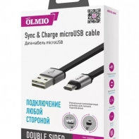 Купить Кабель OLMIO USB 2.0 - microUSB,  1м, 2.1A, черный Алматы
