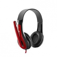 купить CANYON HSC-1 basic PC headset with microphone, combined 3.5mm plug, leather pads, Flat cable length 2.0m, 160*60*160mm, 0.13kg, Black-red в Алматы фото 1
