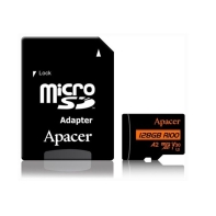 купить Карта памяти Micro SDXC 128GB Apacer, Class 10, UHS-I U3, V30, A2, адаптер, 100/80 Мбайт/с AP128GMCSX10U8-R в Алматы фото 1