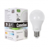 купить Эл. лампа светодиодная, Camelion, LED9-A60/845/E27, Мощность 9Вт, Тип колбы А60, Цвет. температура 4500К, Цоколь E27, Холодный в Алматы фото 1
