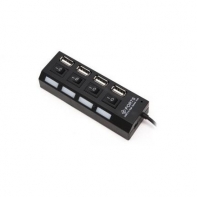 купить Расширитель USB, Deluxe, DUH4004BK, 4 Порта, USB 2.0 Hi-Speed, С кнопкой и индикатором вкл./выкл. для каждого порта, Чёрный в Алматы фото 1